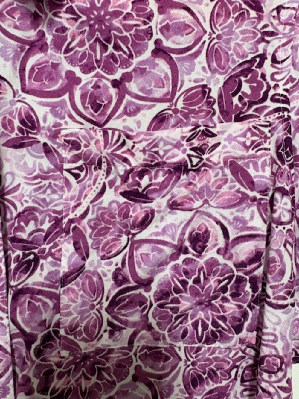 Croft & Barrow Women Button Down Purple Floral Short Sleeve Rayon Top. Sz. L - Picture 2 of 3